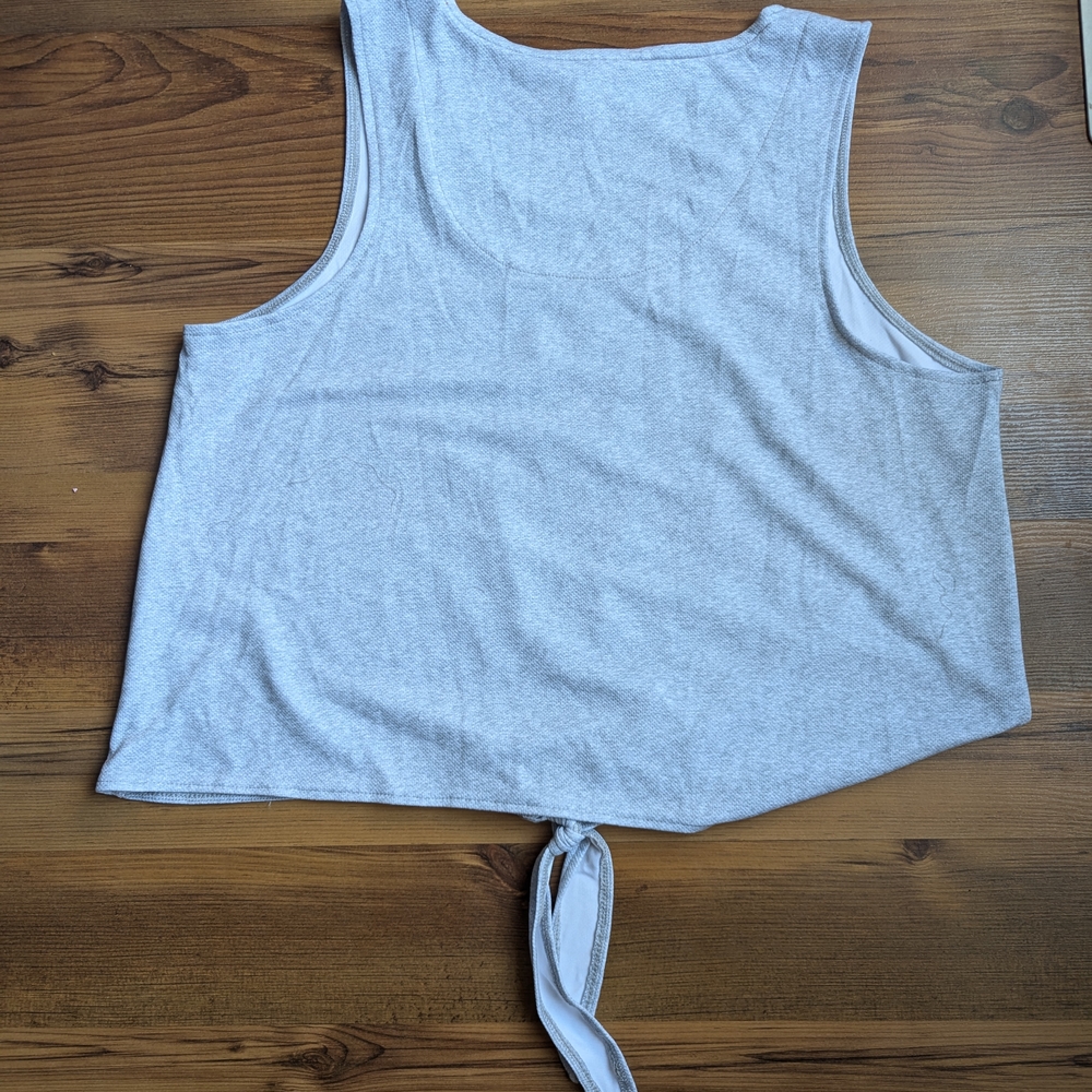 NWOT Gray LeBron Graphic Tie-Front Tank Top - Picture 2 of 3